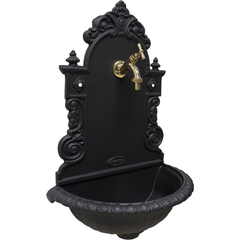 Fontaine murale modèle Pamplona pour jardin potager avec robinetterie en laiton finition au choix : poli