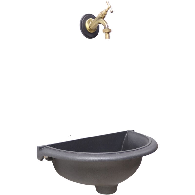 Fonderia Bongiovanni - Fontaine murale modèle Taormina pour jardin potager avec robinet en laiton au choix : bruni