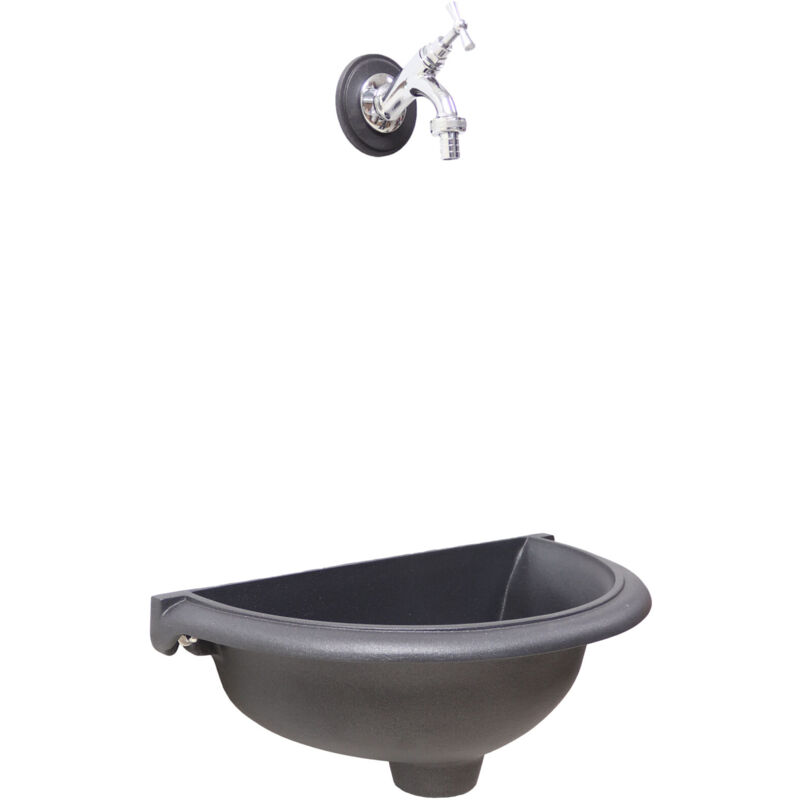 Fonderia Bongiovanni - Fontaine murale modèle Taormina pour jardin potager avec robinet en laiton au choix : chromé