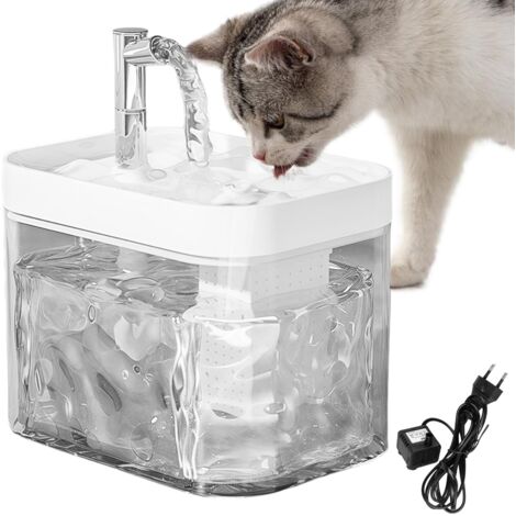 Fontaine pour chat : 1,5 l ultra silencieuse pour chat, avec filtres, arrêt intelligent en cas de manque d'eau, fontaine d'eau pour animaux de compagnie - Blanc
