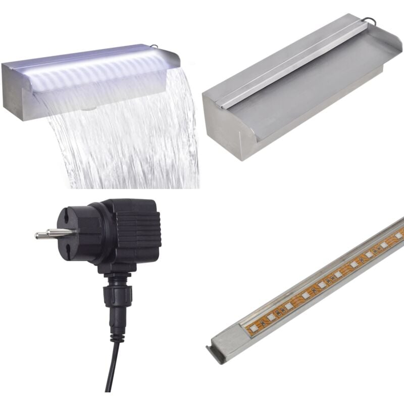 Vidaxl - Fontaine rectangulaire de piscine avec led Inox 30 cm - fontaine de piscine - fontaines de piscine - Home & Living - Argent