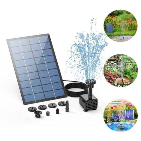 Fontaine Solaire - 2.0W Pompe de Fontaine Solaire Exterieure de Jardin avec 6 Buses pour Bain d\'oiseau, Piscine, Décoration de