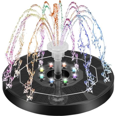 Fontaine Solaire 3w Flottante Fontaine Solaire Exterieure De Jardin Fontaine Solaire pour Bassin Exterieur avec 7 Buses Convient pour Bain d'oiseaux, éTang, Piscine, DéCoration De Jardin