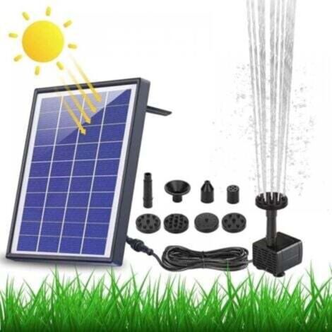 Fontaine Solaire 6,5 W Batterie 1500 mAh Pompe Solaire Bassin Améliorée pour Fontaine Solaire Flottante avec 6 Styles de Fontaines pour Les Jardins, Bains d'oiseaux, Étangs