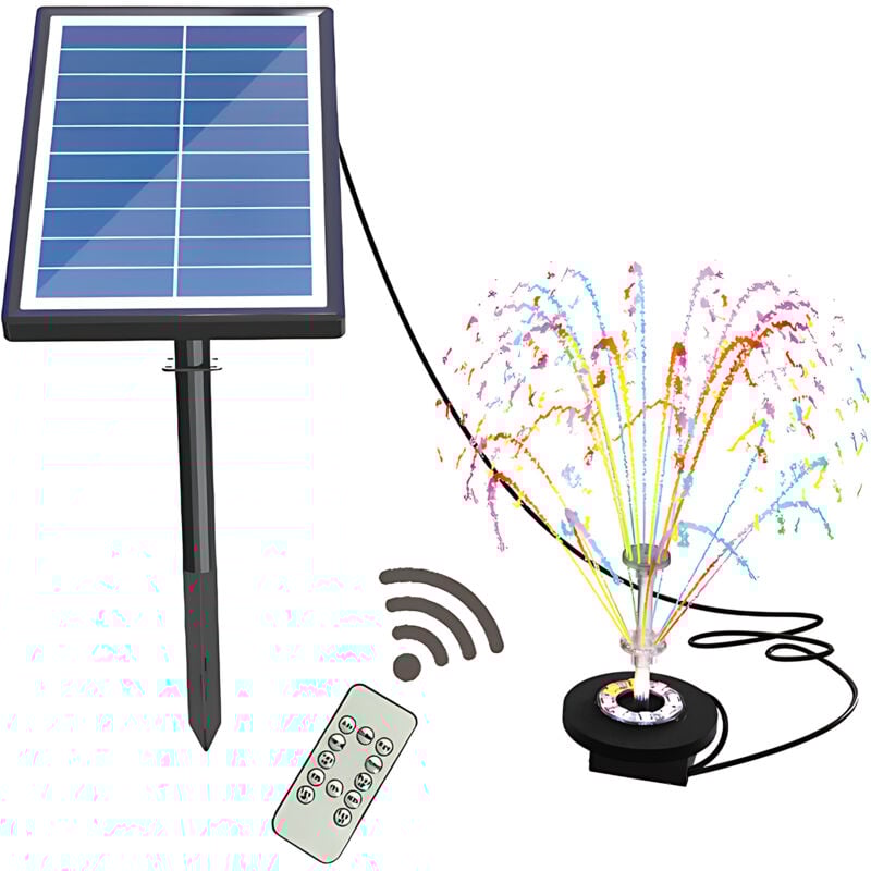 Rapanda - Fontaine solaire 7 w - fontaine solaire - Pompe de bassin solaire - Pompe à eau intégrée de 3000 mAh - Pompe flottante solaire avec 10