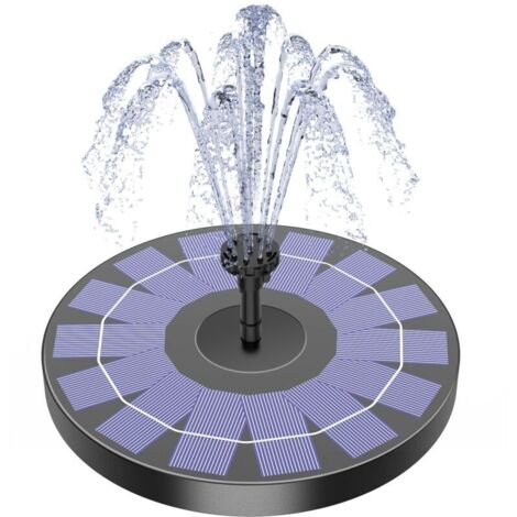 Fontaine solaire à pompe pour bain d'oiseaux avec 6 buses, 2,5 W pou jardin, étang, piscine, aquarium et extérieur(2,5W)