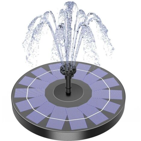 Fontaine solaire à pompe pour bain d'oiseaux avec 6 buses, 2,5 W pou jardin, étang, piscine, aquarium et extérieur(2,5W)