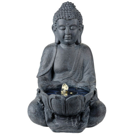 Fontaine solaire Bouddha. Lumière chaude. 29,5x28x45cm