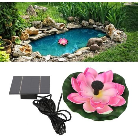Fontaine solaire de fleur de lotus VGEBY - Blanc - Économe en énergie - Pour bassin intérieur et extérieur