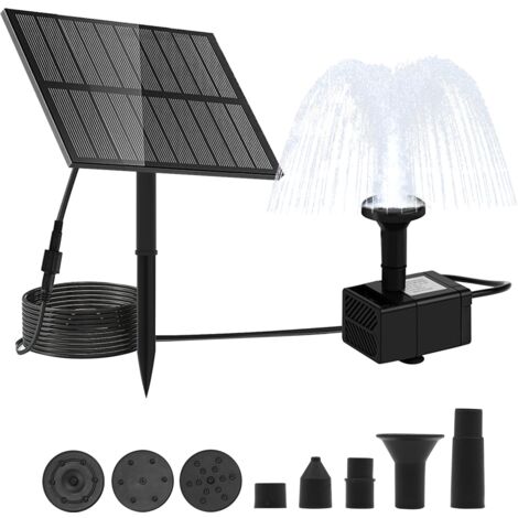Fontaine solaire d'extérieur - Fontaine solaire pour extérieur avec filtre - Pompe solaire pour fontaine avec 6 buses pour colibri, bassin, piscine