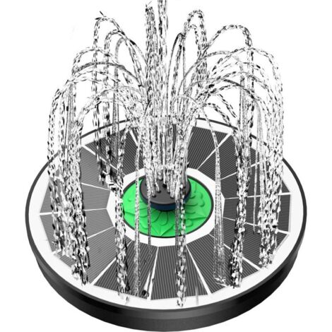 Fontaine solaire en verre pour bain d'oiseaux - Sans pile, 2,5 W, fleurs vertes, avec 4 tiges fixes et 8 buses, idéale pour bain d'oiseaux, étang, piscine, extérieur, jardin