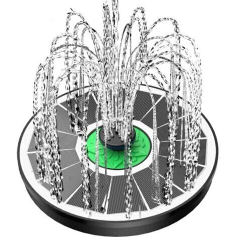 Fontaine solaire en verre pour bain d'oiseaux - Sans pile, 2,5 W, fleurs vertes, avec 4 tiges fixes et 8 buses, idéale pour bain d'oiseaux, étang, piscine, extérieur, jardin