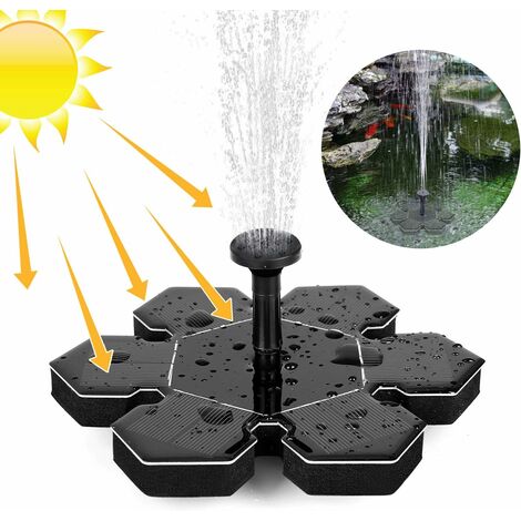 Fontaine Solaire Ext&eacuterieur 1.5W, Pompe &agrave Eau Solaire, Pompe Bassin Solaire avec Batterie et 4 Buses, Fontaine Solaire Pompe, Mini Fontaine Flottante pour Fontaines D'&Eacutetang Jardin D&e