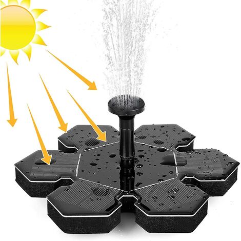 Fontaine Solaire Extérieur 1.5W, Pompe à Eau Solaire, Pompe Bassin Solaire avec Batterie et 4 Buses, Fontaine Solaire Pompe, Mini Fontaine Flottante pour Fontaines D'Étang Jardin Décoratives