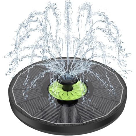 Fontaine Solaire Extérieur, 3.5W Flottante Pompe Bassin Solaire, Verre avec 7 Buses & 4 Tiges Fixes pour Bain d'oiseaux Aquarium Jardin (Noir) Noir -