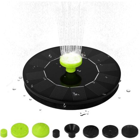 Fontaine Solaire Extérieur 6V 1W Pompe Bassin Solaire avec 5 Buses Fontaine Extérieure Debout Libre Pompe à Eau sans Brosse,pour Piscine Étang Jardin Patio