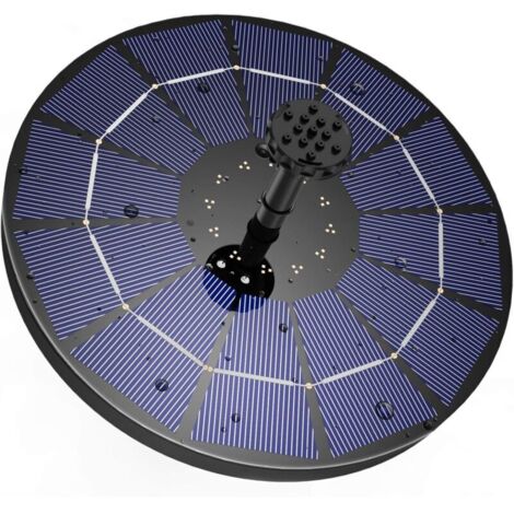 Fontaine Solaire Extérieur Flottante 3.5W, Pompe Bassin Solaire avec Batterie et 6 Buses, pour Bain d'oiseaux Aquarium Jardin Fontaine