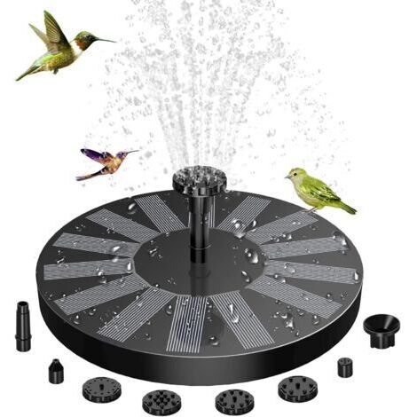 Fontaine Solaire Extérieur Flottante Pompe Bassin Solaire avec 6 Buses pour Bain d'oiseau, Étang, Piscine, Patio, Décoration de Jardin