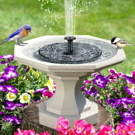 Fontaine abreuvoir à oiseaux sur pied - lampe solaire et mangeoire