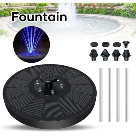 Fontaine Solaire Extérieur - ROKOO - Fontaine pots et vases - Avec éclairage - Noir