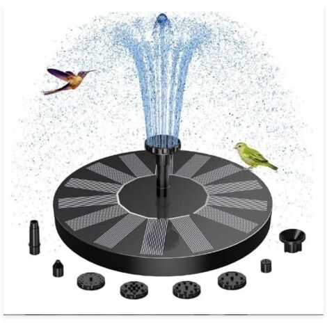 Fontaine Solaire Exterieure de Jardin 1.5W, Pompe d'étang à 6 Buses, pour Jardins, Bains d'oiseaux, Etangs -