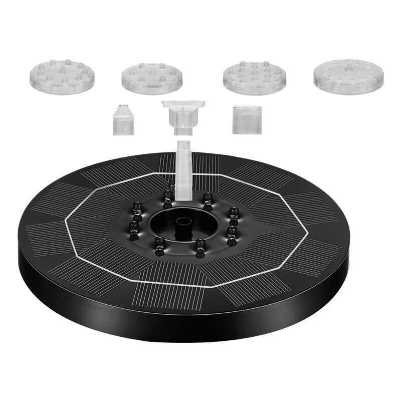 Gabrielle - Fontaine Solaire Exterieure de Jardin 2025 Nouveau, 3W avec LEDs Colorées, Pompe Solaire Bassin Exterieur avec 8 Buses pour Bain