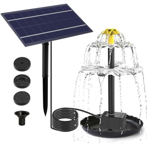 Fontaine Solaire Exterieure De Jardin, Pompe Bassin Solaire, Fontaines Extérieures Oiseaux, Pompe Arrosage Solaire Bassin Exterieur Déco Fontaine Eau Jardin Maison Cascade Pompe Pour Bassin (2.5W)