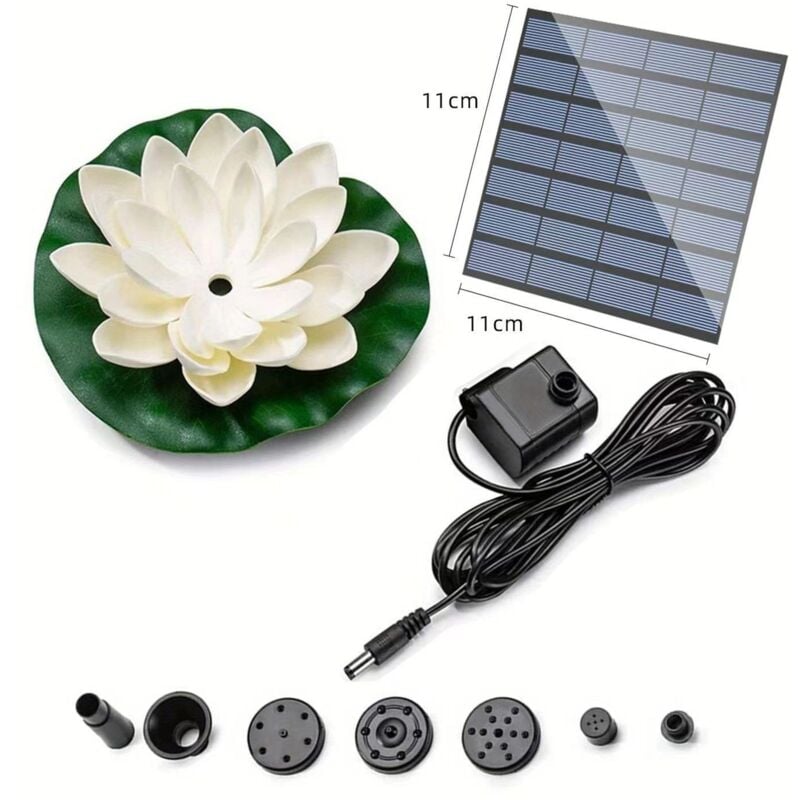 Kinsi - Fontaine Solaire, Fontaine de jardin, 7V/1.2W, 45DB 180L/heure, Blanc