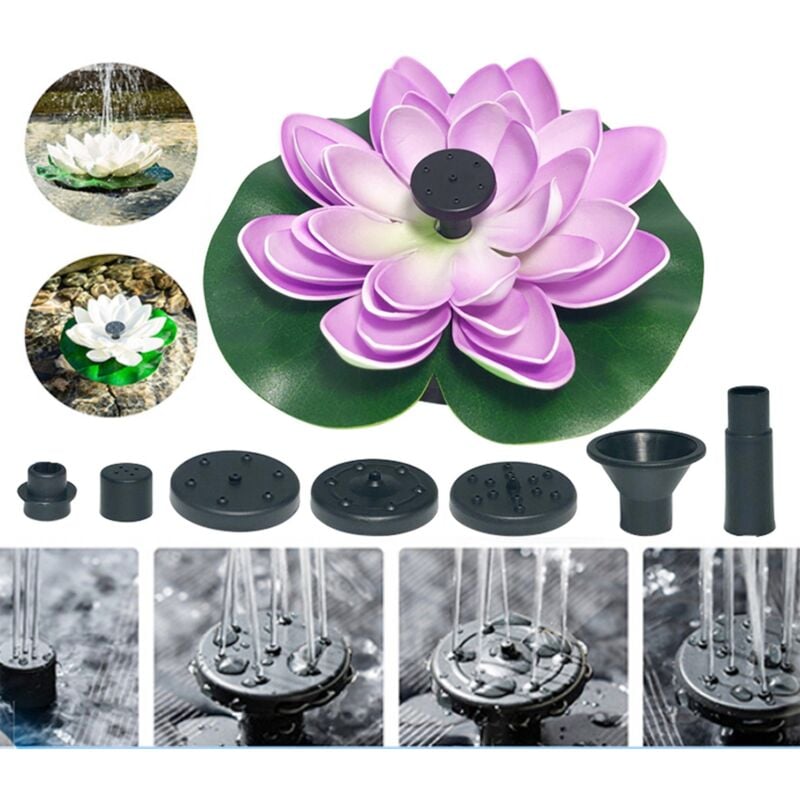 Kinsi - Fontaine Solaire, Fontaine de jardin, 7V/1.2W, 45DB 180L/heure, Violet