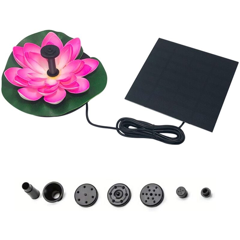 Kinsi - Fontaine Solaire, Fontaine de jardin, 7V/2.5W, 45DB 180L/heure, Rose