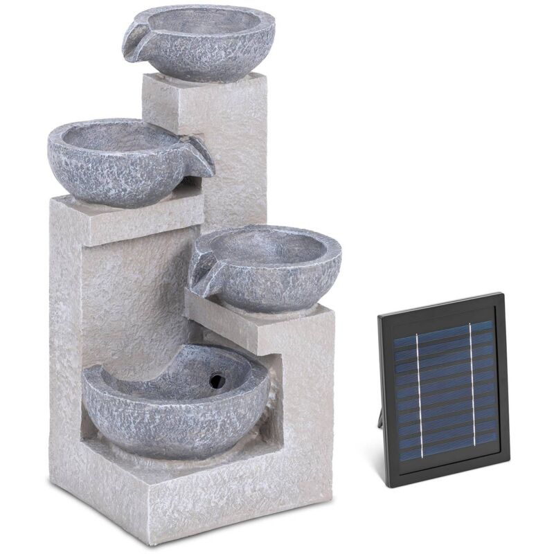 Hillvert - Fontaine solaire Fontaine de jardin solaire 4 coupelles sur mur en ciment led