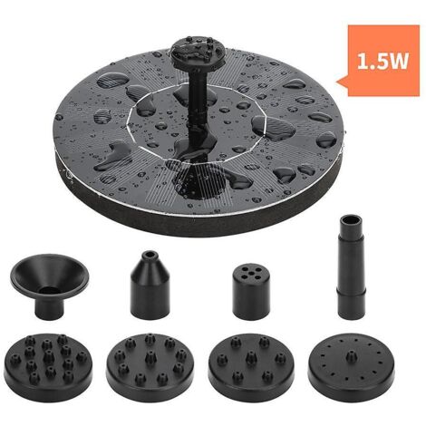fontaine Solaire Pompe 1.5w Pompe  Eau Solaire Avec 6 Buses Fontaine Flottante Pour Bains D'oiseaux Tangs Jardin