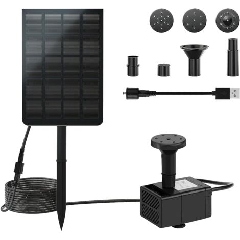Fontaine Solaire Pompe, 2.5W Fontaine Bassin Cascade 7 Différents Types d'eau, Fontaine Flottante pour Exterieur