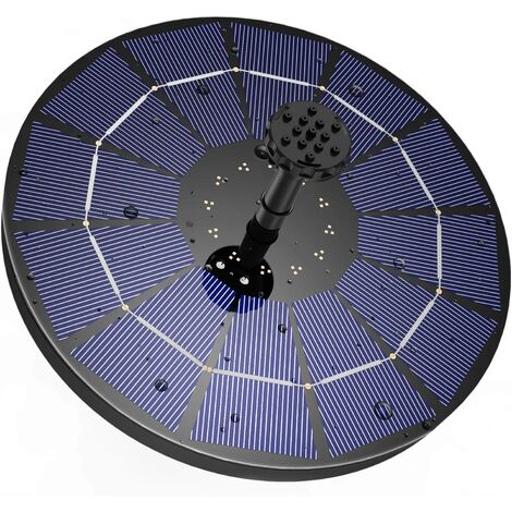 Fontaine solaire pompe 3,5 W Fontaine de jardin solaire Flotté solaire Panneau intégré Batterie avec 6 buses Idéal pour petit étang salle de bain d'oiseaux Fish Tank Décoration de jardin 18 cm