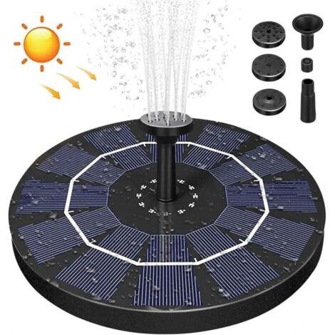 Fontaine Solaire Pompe, Solaire Flottant Fontaine Mini Jardin Pompe Fontaine Solaire Flottante avec 4 Buses, Pompe de Fontaine Solaire pour Les Bains d'oiseaux, Les étangs ou Le Jardin (2.5W)