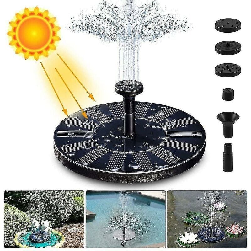 Fontaine solaire, pompe solaire pour bassin de 1,4 w avec 4 effets Pompe à eau solaire d'une hauteur maximale de 70 cm Pompe de fontaine flottante