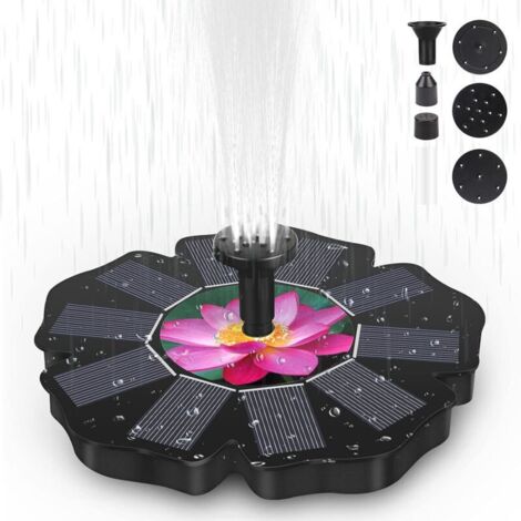 Fontaine Solaire Pompe,1.6 W Pompe à Eau Solaire, Exterieur Pompe de Bassin Solaire Fontaine d'oiseaux Pompe Flottante pour Piscine, Jardin, Réservoir de Poissons, Aquarium
