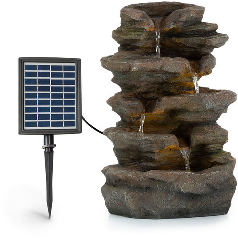 Fontaine solaire Stonehenge éclairage LED Polyresin batterie Lithium Ion
