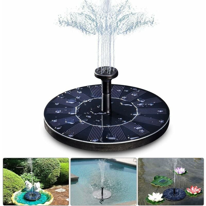 Forehill - Fontaine solaire,pompe de bassin solaire 1,4W avec 4 effets,hauteur maximale de 70cm,pompe solaire, pompe de fontaine flottante solaire