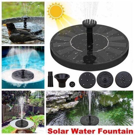 Fontaine Solar - d'un diamètre d'environ 13 cm - fonctionne à l'énergie solaire - pour le jardin ou sur le balcon - convient pour un étang ou un bol d'eau - fontaine flottante sans cordon - uniquement