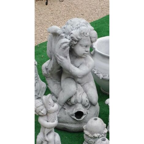 Statue design de jardin poisson blanc 50 cm
