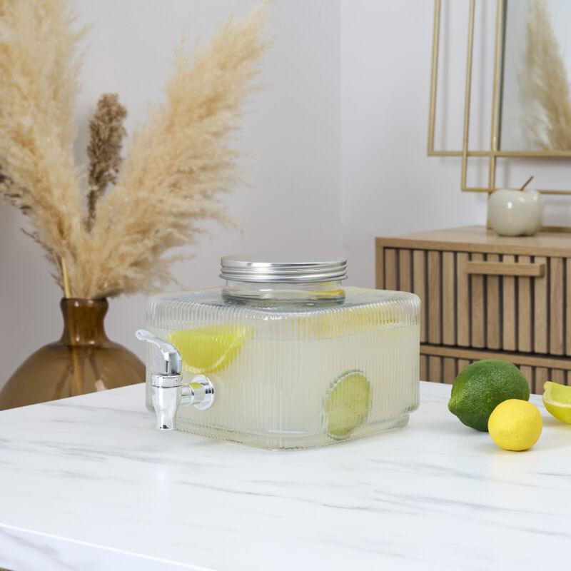 Distributeur De Boisson - Home Deco Factory - Fontaine Striée - 3l - Transparent