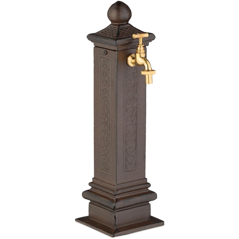 Relaxdays - Fontaine extérieure pour le jardin ou la terrasse, robinet, design antique, hlp 47 x 14 x 18,5 cm, marron