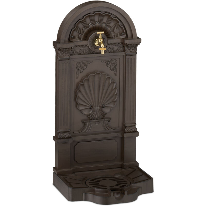 Relaxdays - Fontaine extérieure de jardin, design nostalgique, avec robinet, à poser, HxLxP : 82,5 x 39 x 32 cm, marron