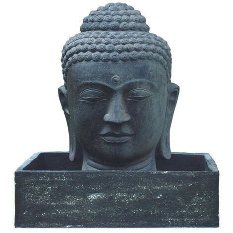 Fontaine tête de bouddha 75 cm + Bac - Gris anthracite 96 cm