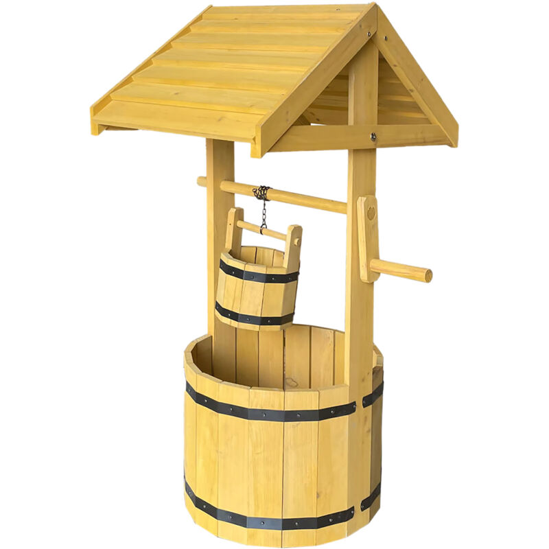 Spetebo - Fontaine végétale en bois de sapin, ronde, naturelle - 85 x 50 cm - Fontaine décorative en bois à planter