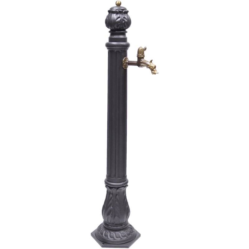 Fonderia Bongiovanni - Fontana a colonna Diana in ghisa per casa giardino con rubinetto cod. 147 in ottone brunito
