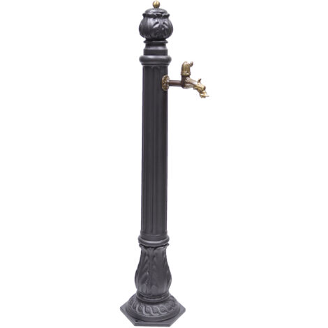 Fontana a colonna Diana in ghisa per casa giardino con rubinetto cod. 147 in ottone brunito
