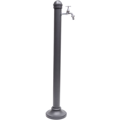 Fontana a colonna Enna per casa giardino colore grigio ghisa con rubinetto in ottone cromato mod.195C
