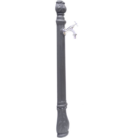 Fontana a colonna Osiride per casa giardino colore grigio ghisa con rubinetto in ottone a scelta : cromato mod.303C